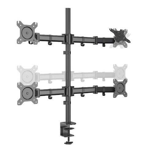 Quad Monitor Arm Supports Four monitors up to 27" in size when measured diagonally. Weight range of monitors can be anywhere .